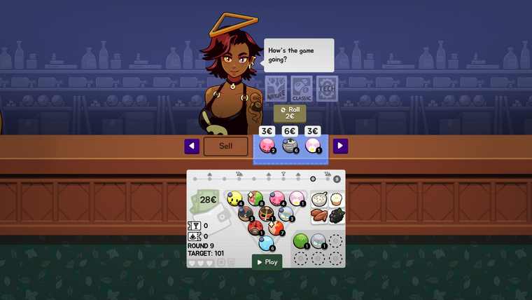 The Ultrapool shop screen showing balls for sale with their effect descriptions